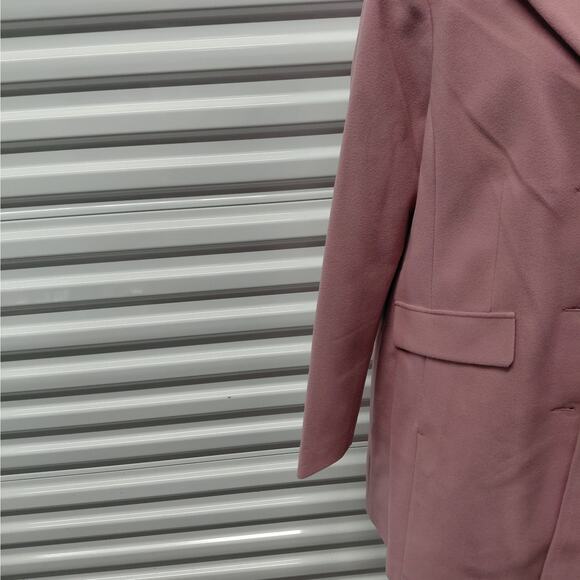Halitech Womens Coat XL Pink Long Wool Blend Button Front Classic Peacoat NWT - Picture 5 of 9